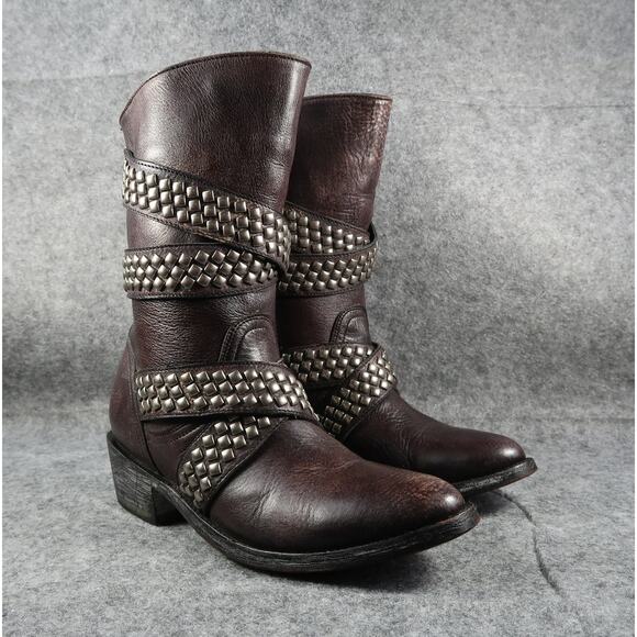 Old Gringo Boots Womens 6 Moto Western Queentia Short Leather Stud Biker Pull On - Picture 3 of 16